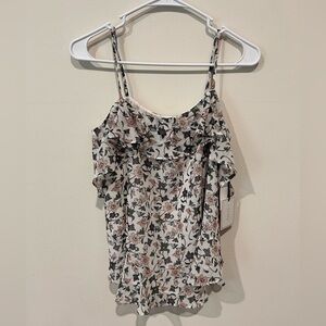 - 1.State Womens Floral Ruffle Trim Tank Top size Small